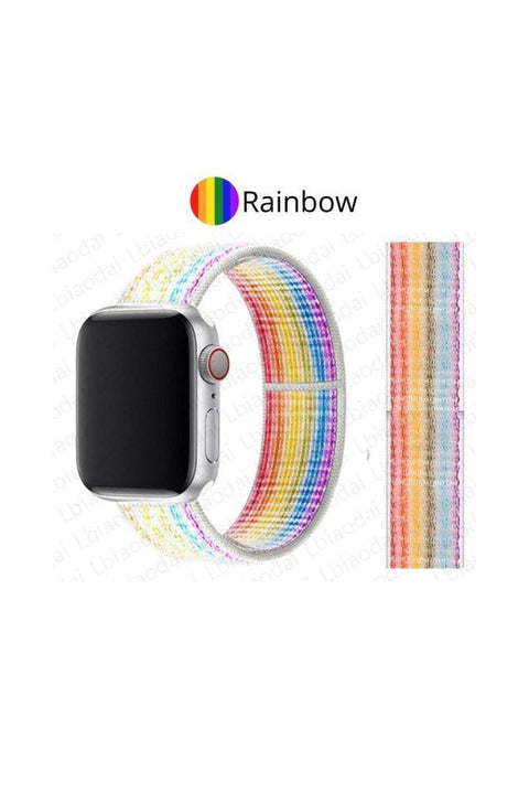 Apple Watch Band Nylon Strap Loop Bracelet For 38/40Mm 42/44Mm 42/44/45Mm / Rainbow