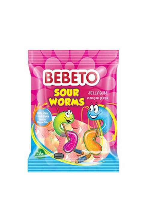 Bebeto Jelly Gum Sour Worms 80g | Bebeto In Lebanon