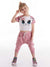Denokids Girl's Pink Cat Crop-Top & Baggy Capri Set CFF-21Y1-091