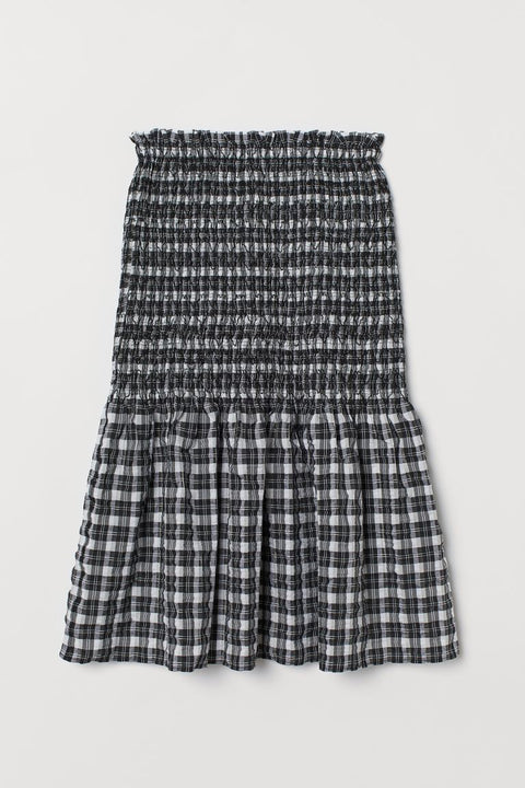 H&M Women's Black/White  Smocked skirt 0922119001(FL54)