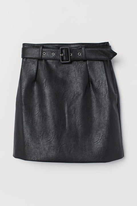 H&M Women's Black Short Skirt with a Belt 0777892001(FL81)(zone 4)