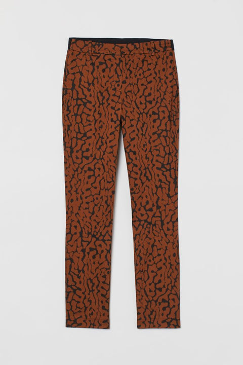H&M  Women's Brown/Leopard print Ankle-length Trousers 0783346021 (FL33)