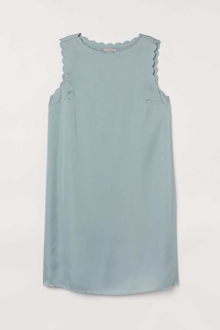 H&M Women's Light turquoise Scallop-edged Dress 0976105002