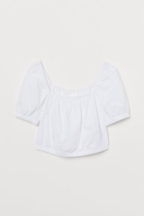 H&M Women's White  Short Cotton Top 0850244003  (shr)(fl140)