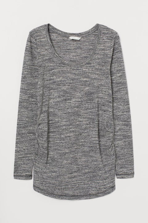 H&M Women's Gray Marl Jersey Top 0820032006 (FL35)