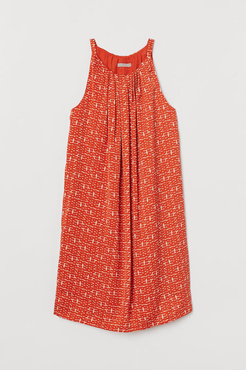 H&M Women's Orange Bow-detail Dress 0892937003