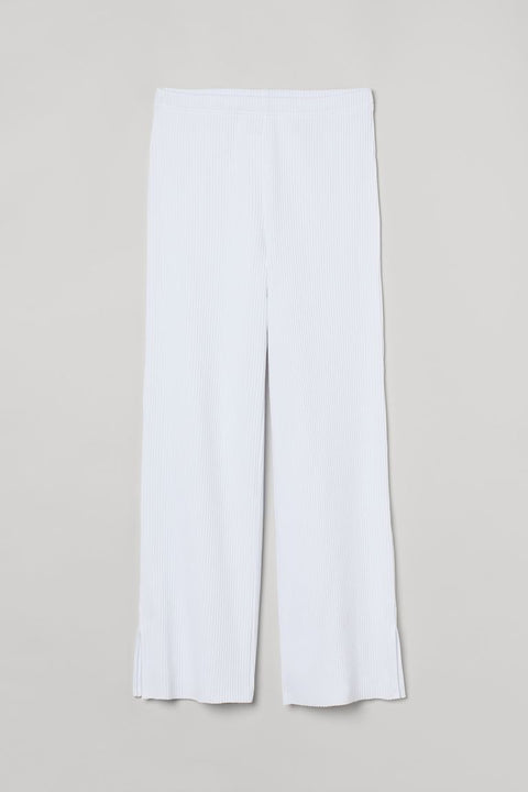 H&M  Women's White Ribbed trousers 0995455001 (FL27)(FL28)(AA54,lr96)