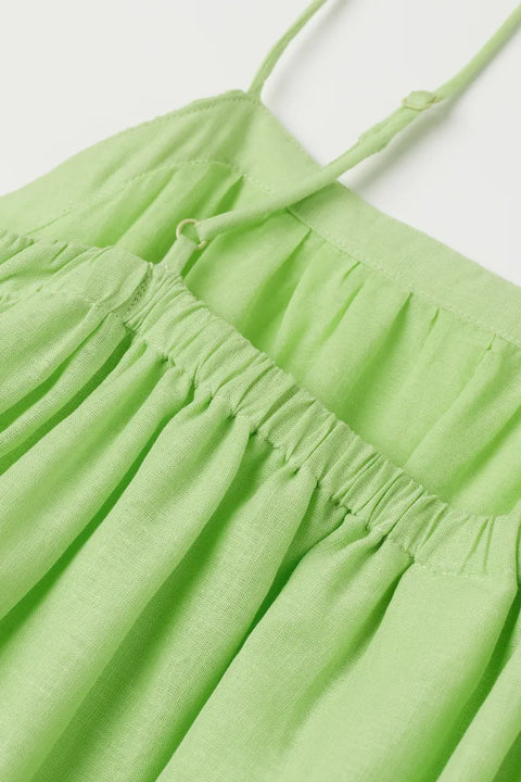 H&M Women's Lime green Voluminous linen-blend dress 0969443007(shr)