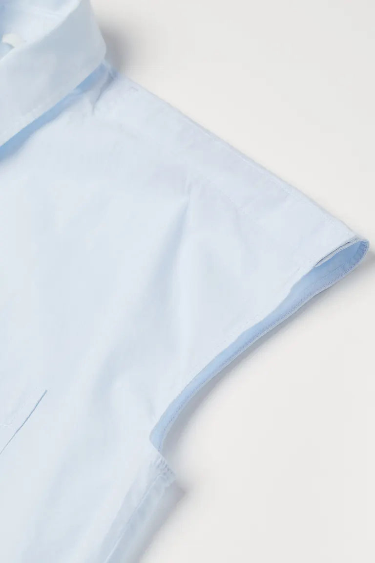 H&M Women's Light Blue Sleeveless Cotton Shirt 0989192005(SHR)(FL48) shr