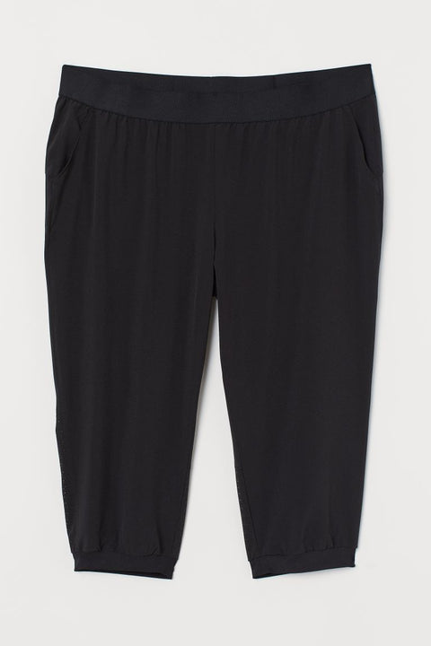 H&M  Women's Black Cropped Sports Pants 0765734002 (FL116)(AA54)