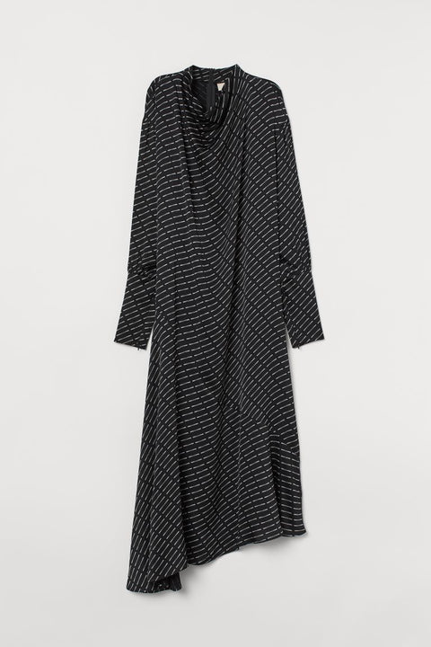 H&M Women's Black Dress with a Draped Collar 0853949001