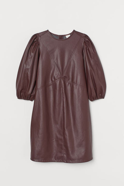 H&M Women's Burgundy Faux Leather Dress 0929042002 (FL57)