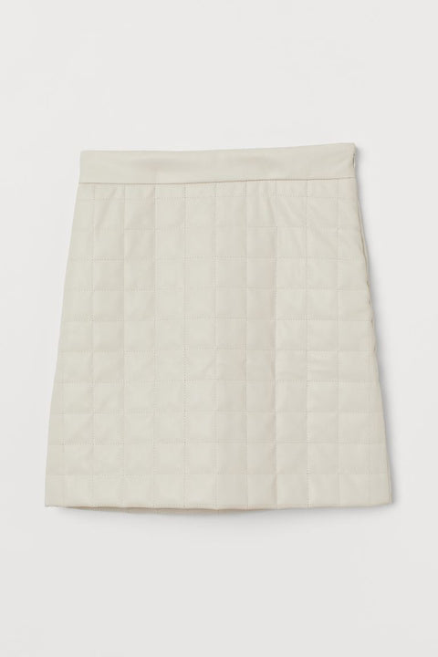 H&M  Women's White Quilted Skirt 0917447002 (shr)(FL125)