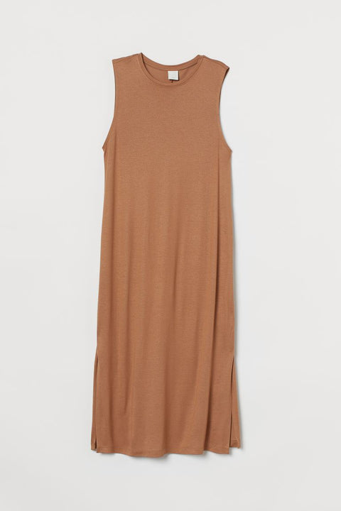 H&M Women's Beige Sleeveless Jersey Dress 0767605016(FL81)