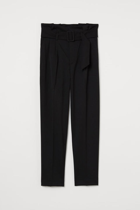 H&M  Women's Black Paper Bag Trousers 0796374001 (FL35)