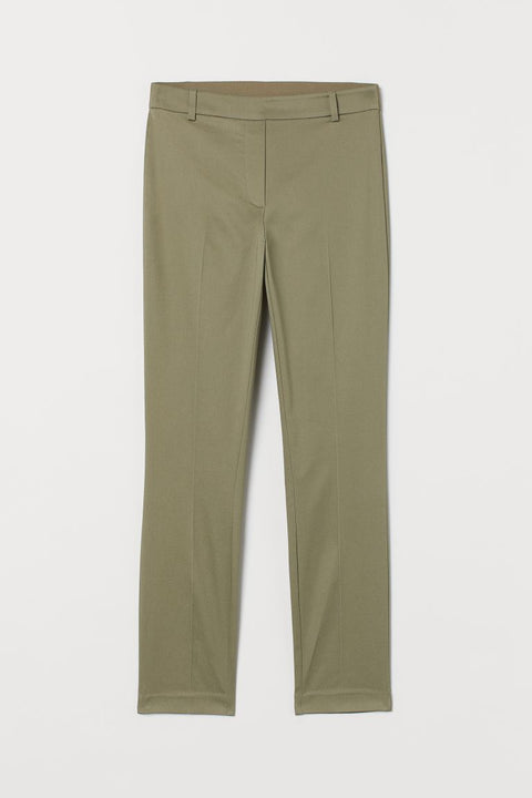 H&M  Women's Khaki Green Ankle-length Trousers 0783346016 (FL33)