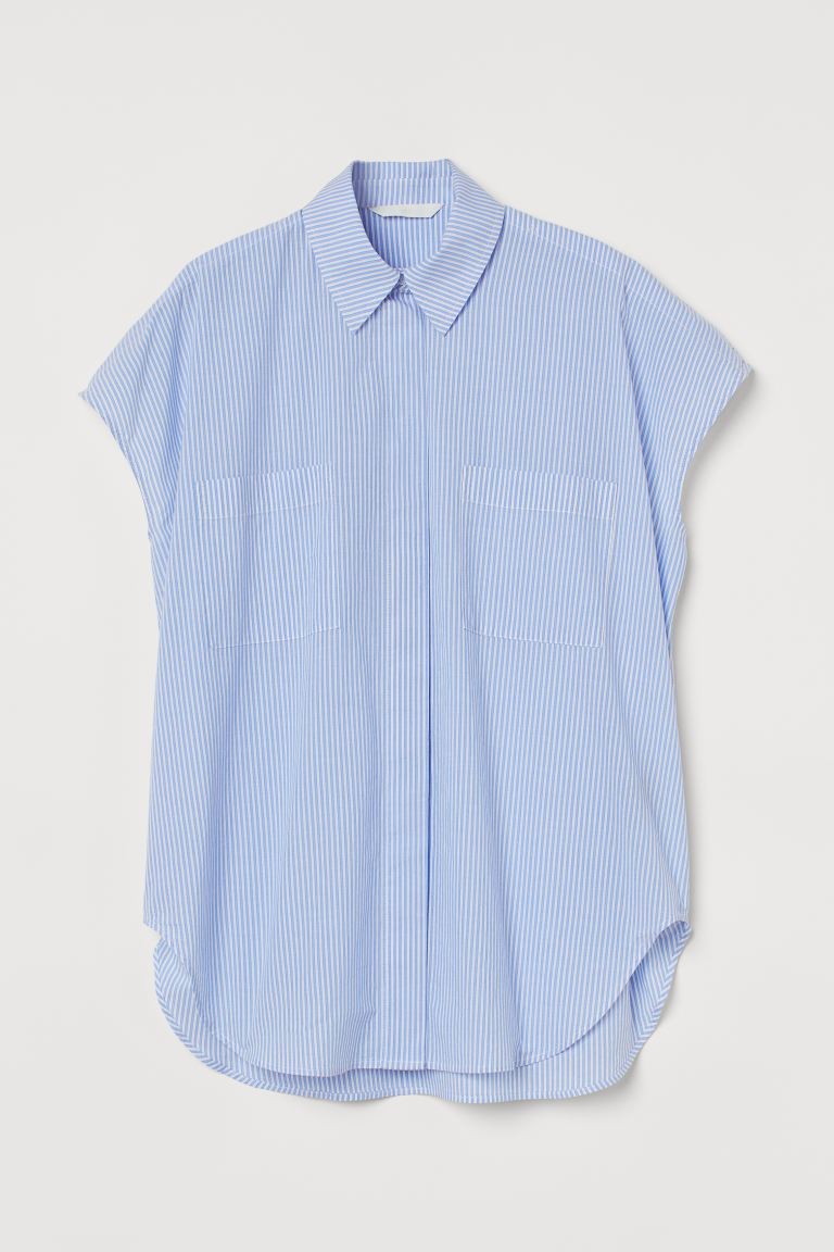 H&M Women's Light Blue Sleeveless Shirt 0989192007 (FL48)