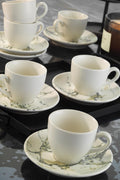 SD Home Ecru Coffee Cup Set (6 Cups, 6 Saucers) 710KTP9631