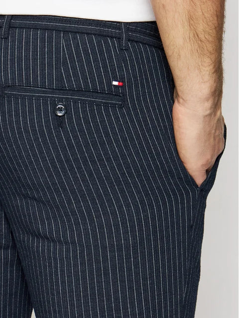 Tommy Hilfiger Men's Navy Blue Bleecker Stripe Seer Fabric Trousers MW0MW17923 DW5