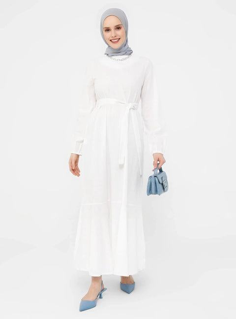 SD Hijab Women's Off-White Crew neck  Modest Dress 8173180 shr