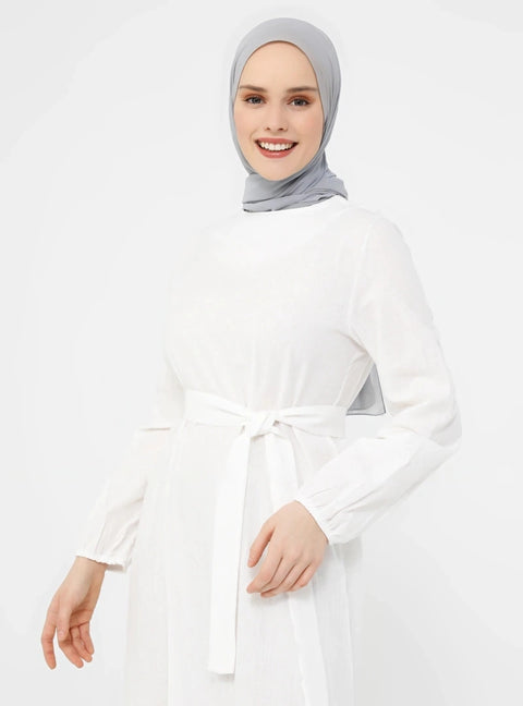 SD Hijab Women's Off-White Crew neck  Modest Dress 8173180 shr