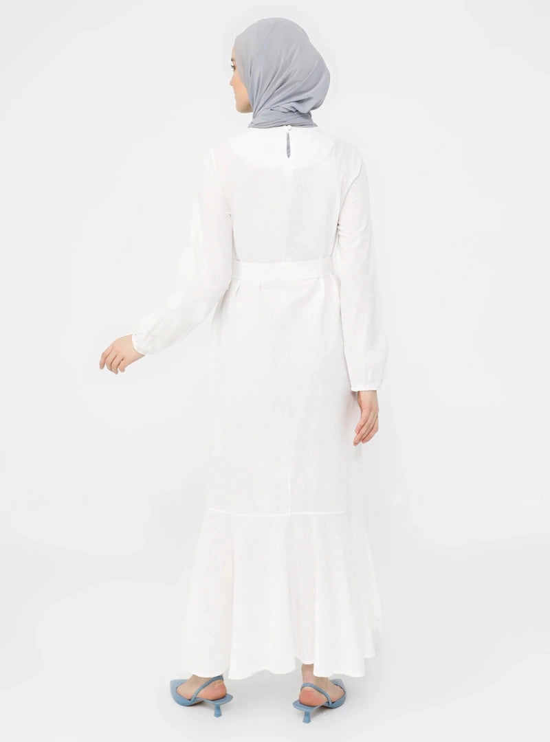 SD Hijab Women's Off-White Crew neck  Modest Dress 8173180 shr